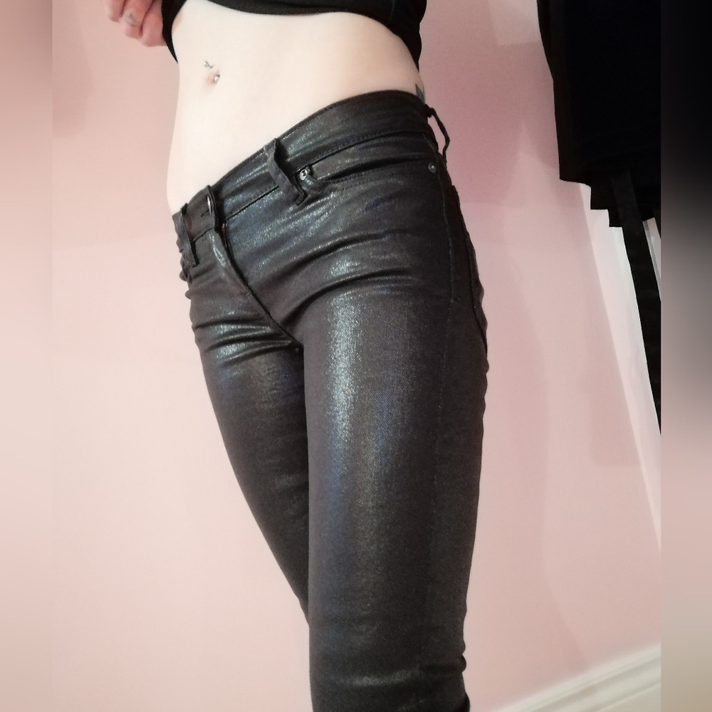 ALL SAINTS Shiny wet look black jeans
